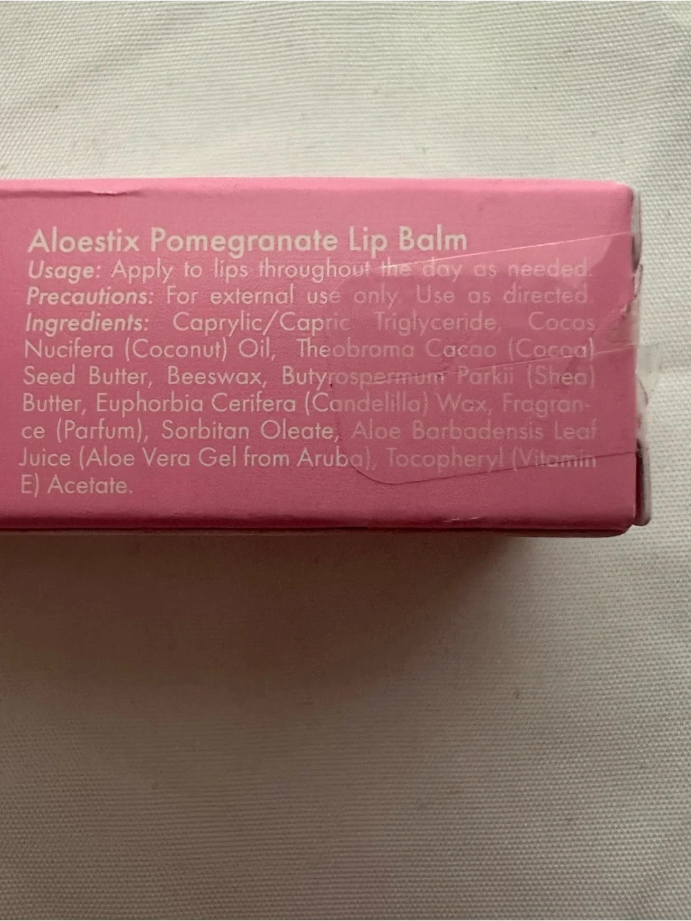 Aloestix Pomegranate Flavored Lip Balm Tube Moisturizer NIB 0.25 oz / 7g